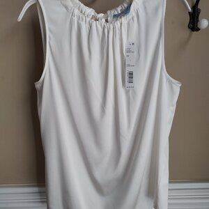 ANTONIO MELANI SILK STRETCH SLVLS BLOUSE BACK BOW GATHERED NECK WHITE NWT SMALL